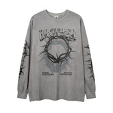 Men Long Sleeve T Shirt Dark Graffiti Washed and Worn